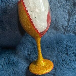 Glittering Red and Gold Decorative Wine Glass